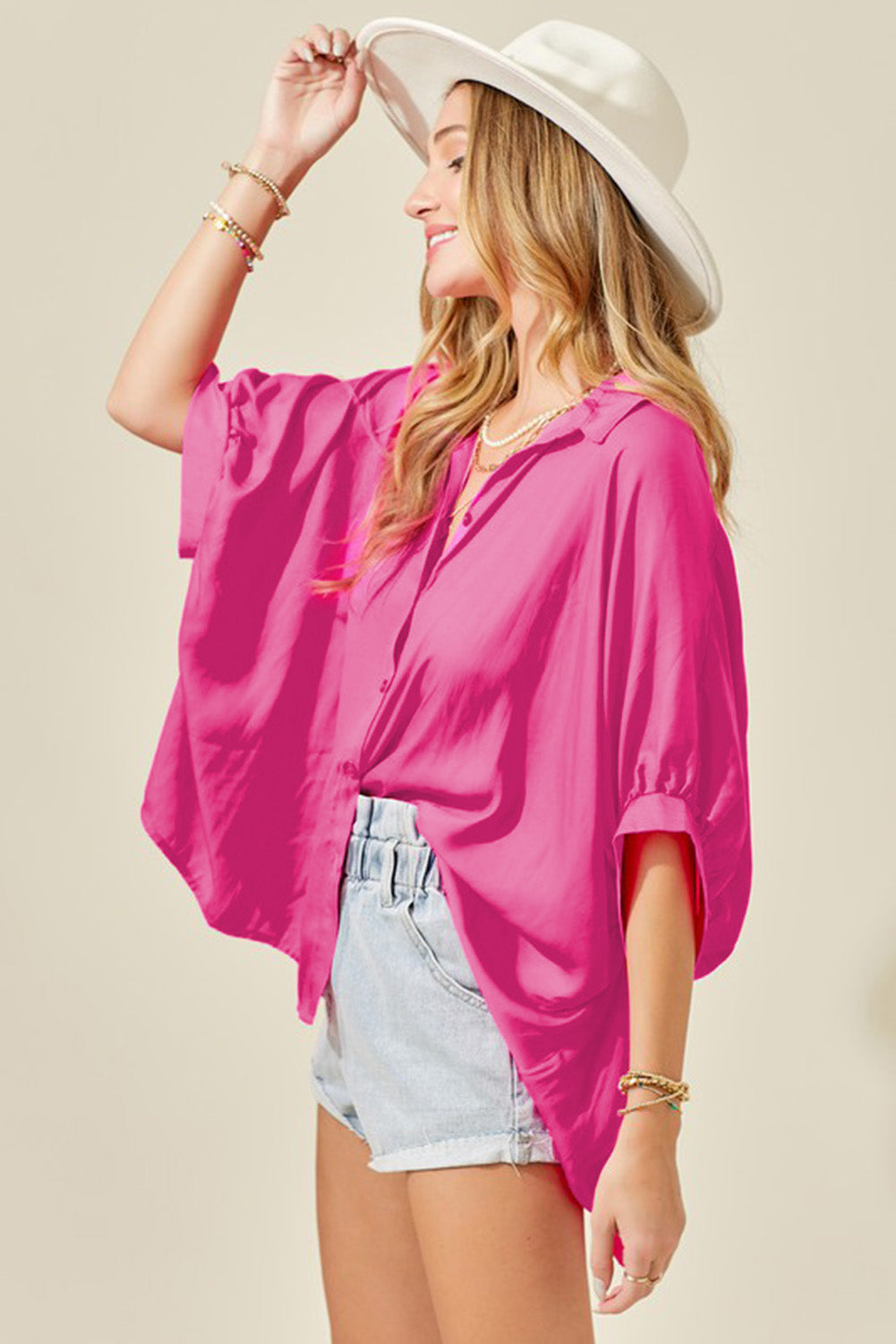 Casual Dolman Oversize Button Shirt *