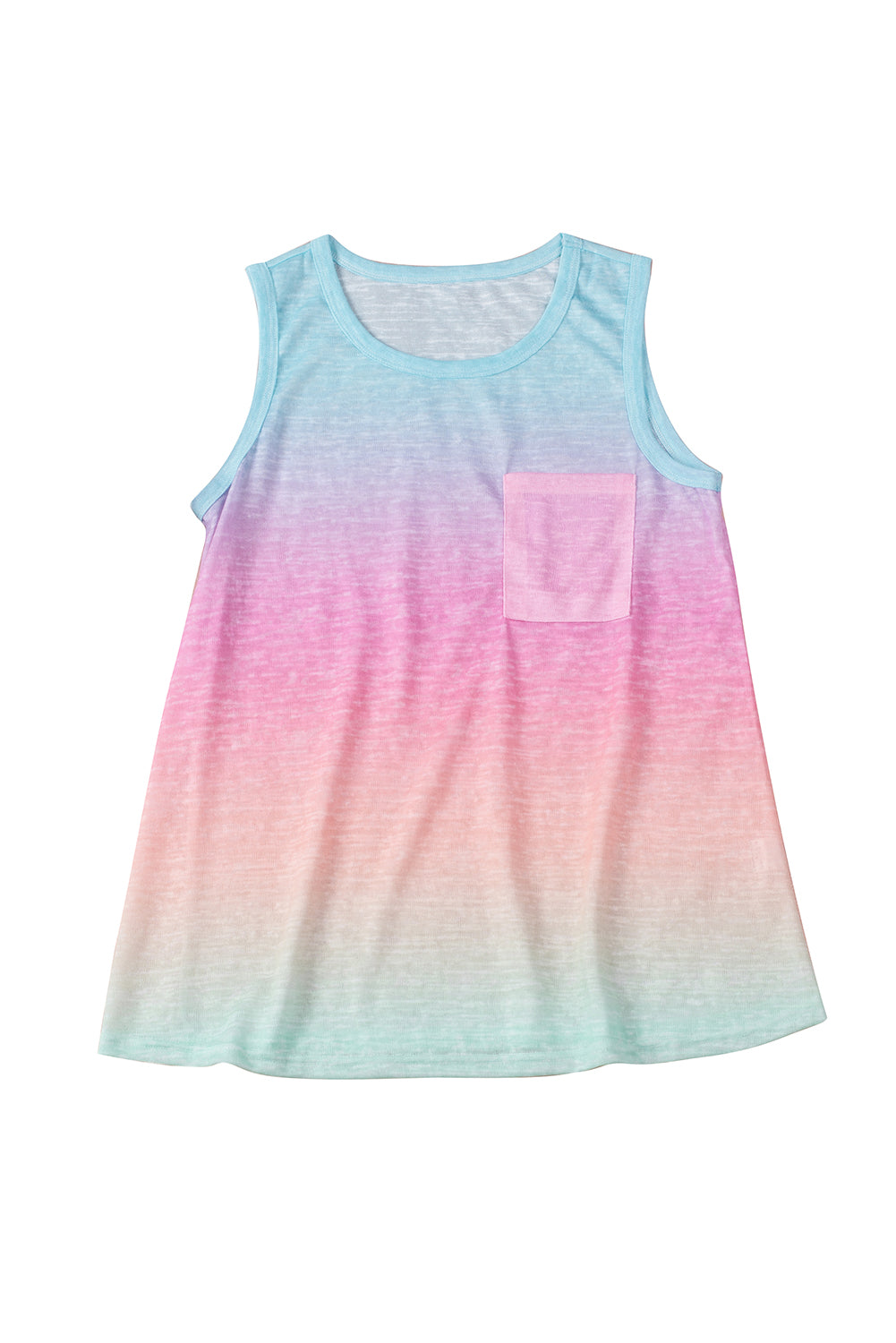 Blue Tie Dye Front Pocket Sleeveless Tank Top *