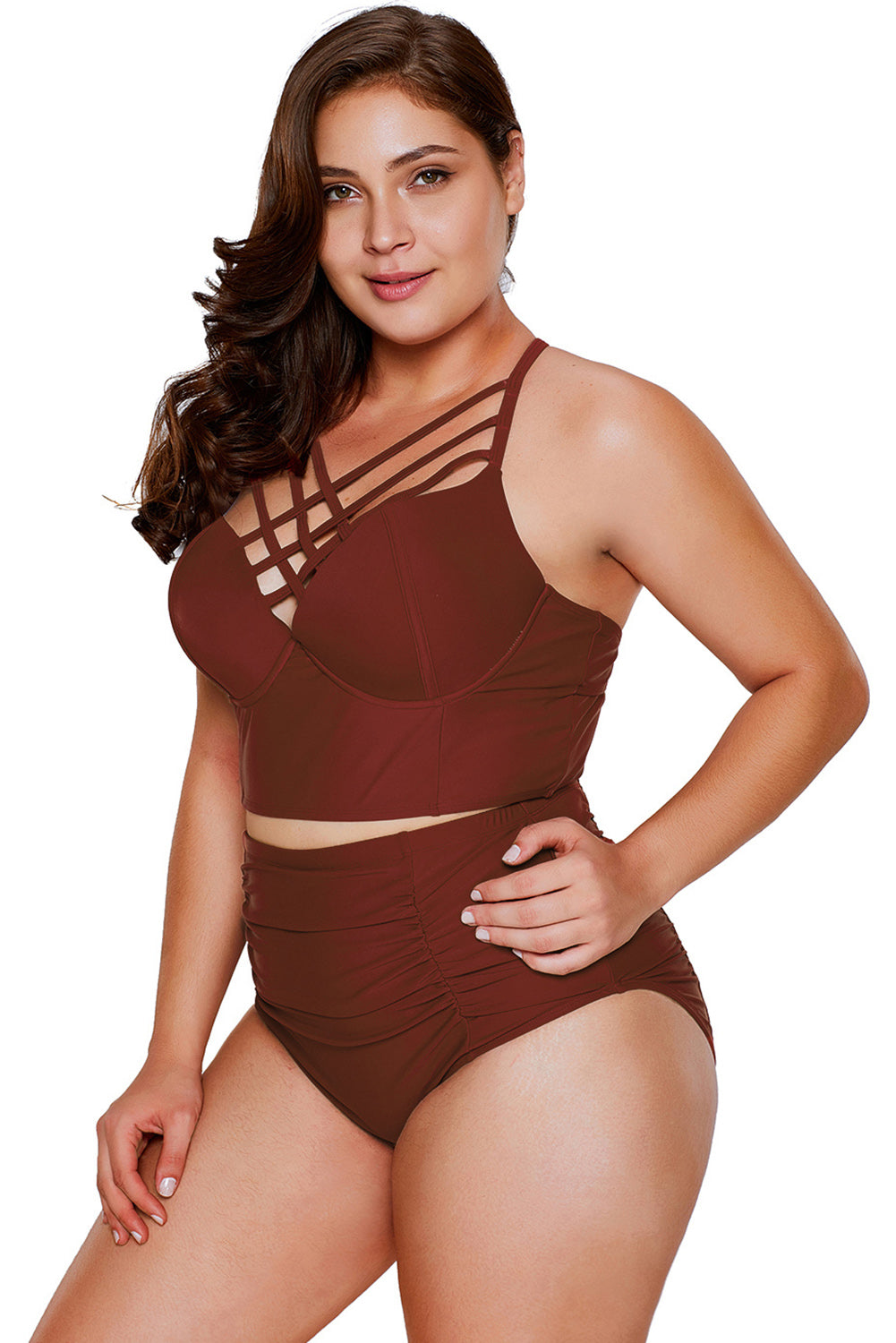 Strappy Neck Detail High Waist Swimsuit *