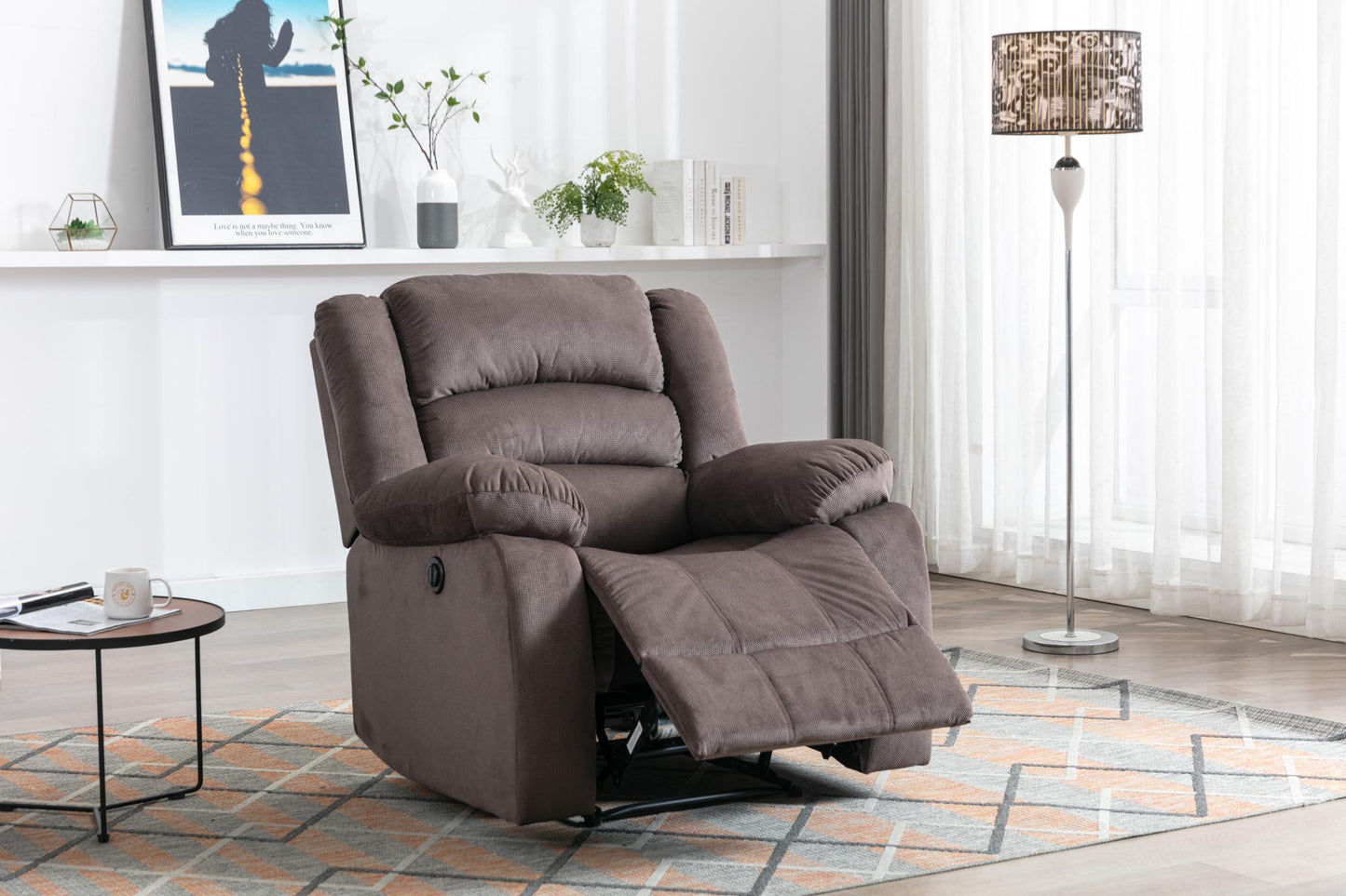 Classic Electric Recliner with Soft Cushion and Back, Armchair