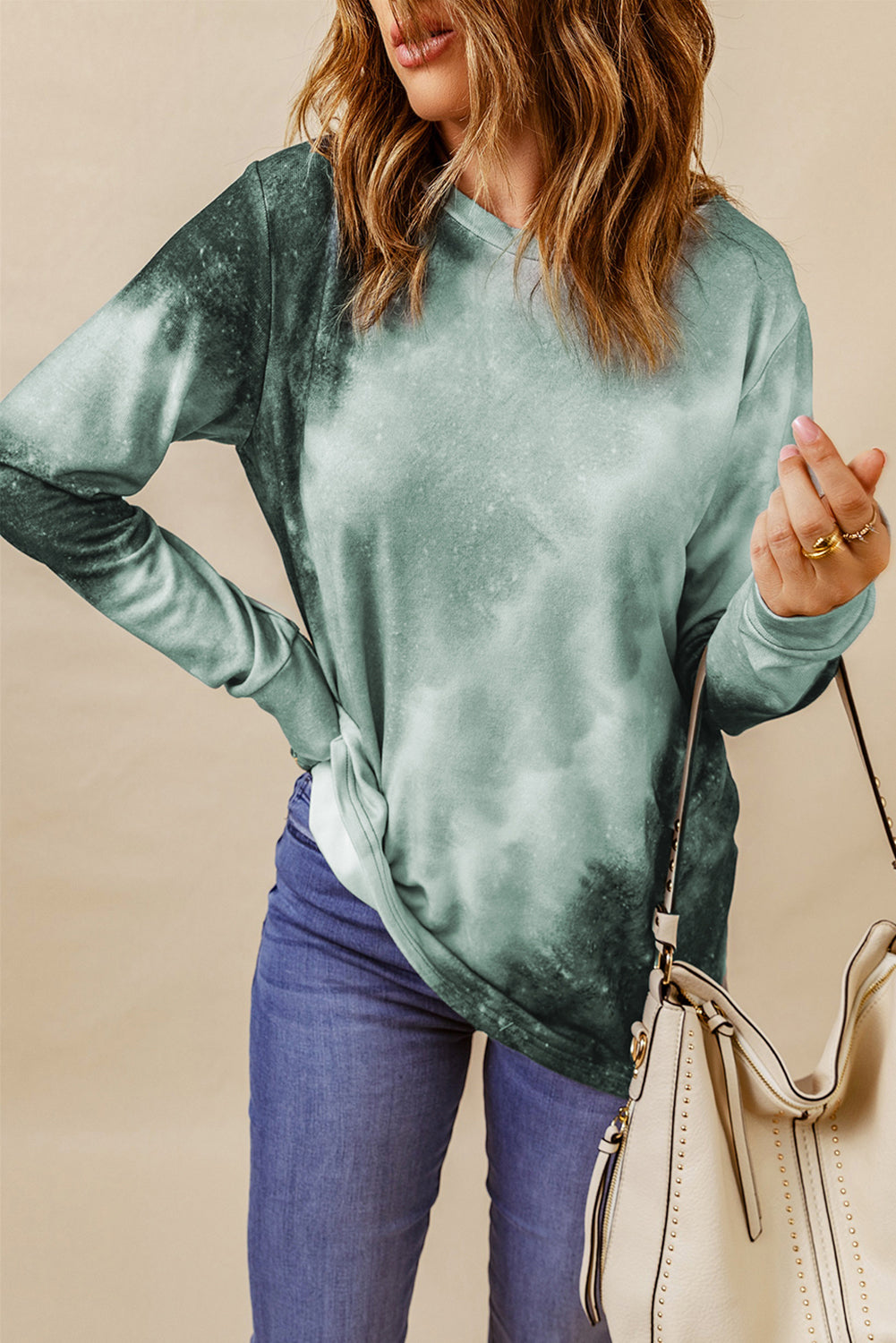 Ombre Grey Tie Dye Casual Long Sleeve Sweatshirt *