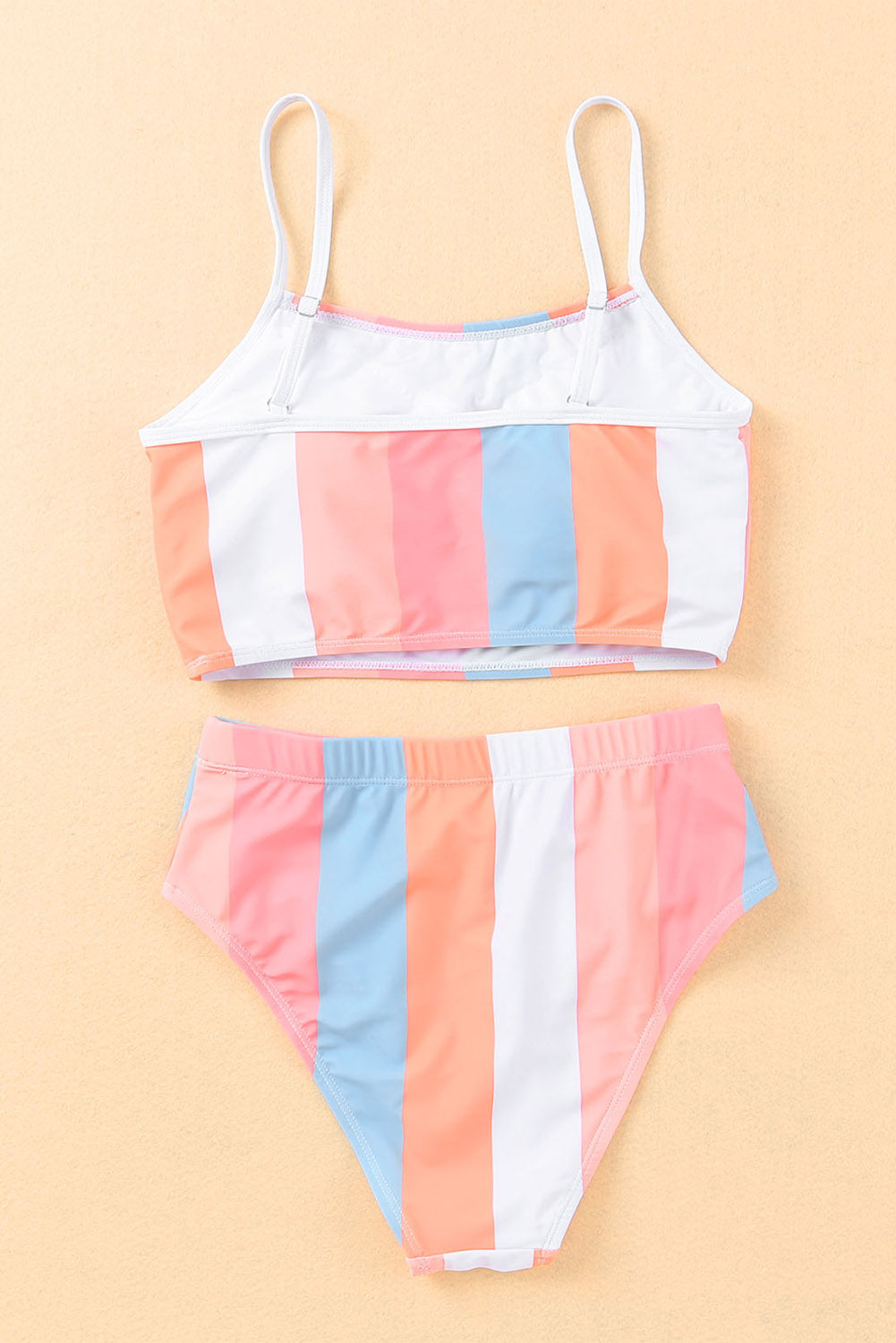 Striped Colorblock High Waist Two Piece Swimsuit *