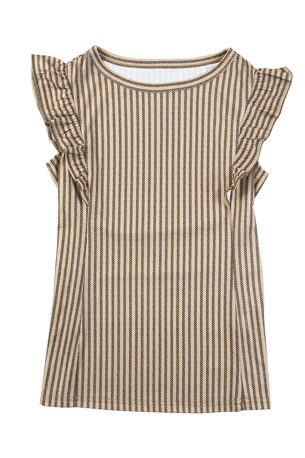 Grey Casual Striped Print Ruffle Summer Top *