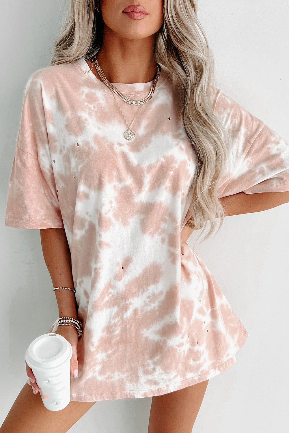 Multicolor Tie Dye Casual Short Sleeve T Shirt Dress *