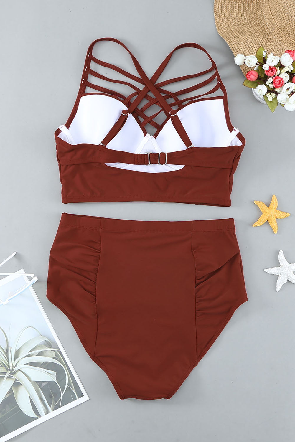 Strappy Neck Detail High Waist Swimsuit *