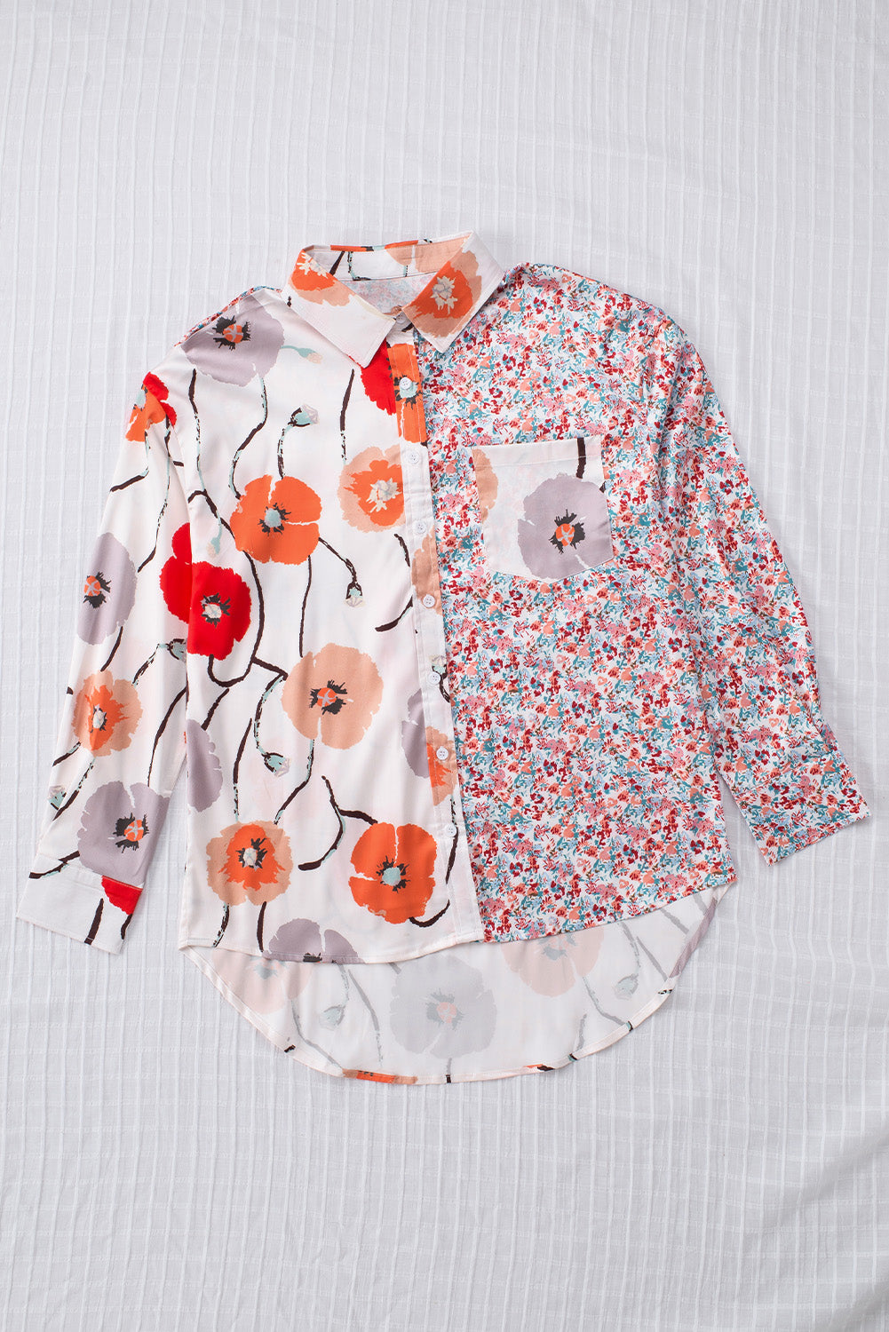 Bohemian Floral Pockets Patchwork Button Up Shirt *