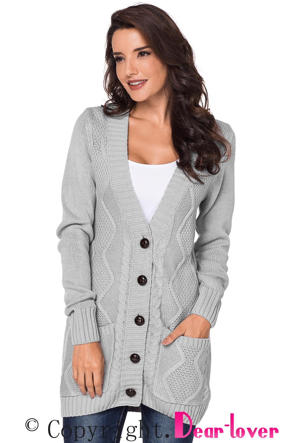 Color Block Button Up Closure Knitted Cardigan with Pocket *