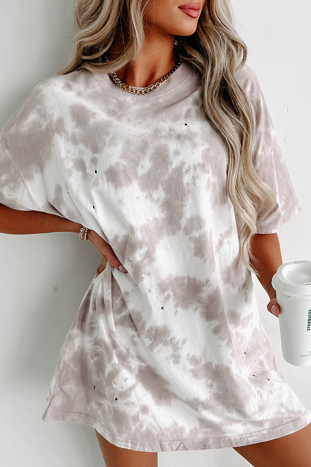 Multicolor Tie Dye Casual Short Sleeve T Shirt Dress *