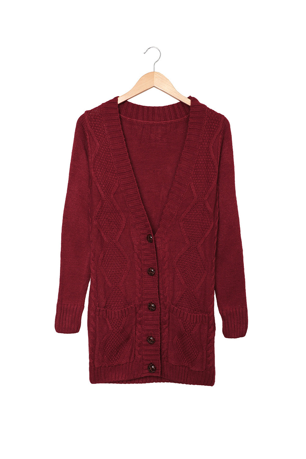 Color Block Button Up Closure Knitted Cardigan with Pocket *