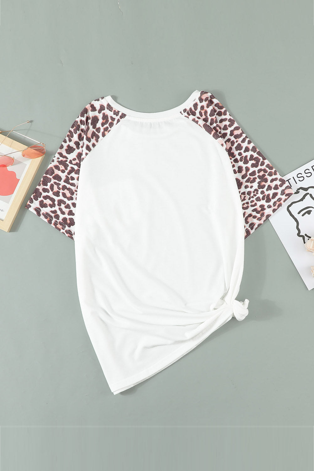 Leopard Striped Double Pocket Plus Size Tee *