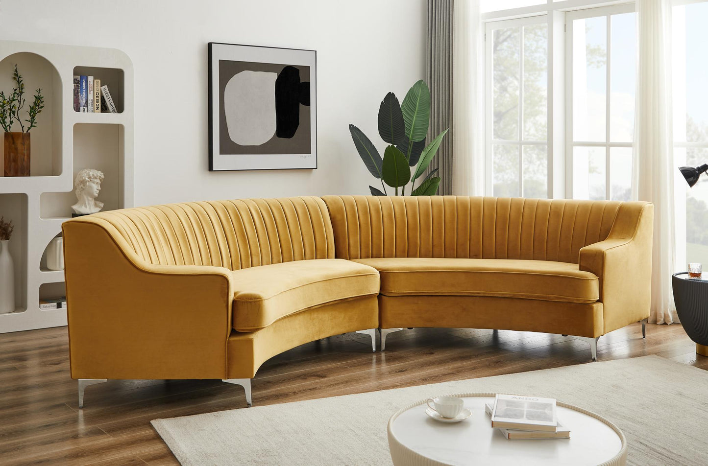 Velvet Curved Oversize Sofa for Living Room