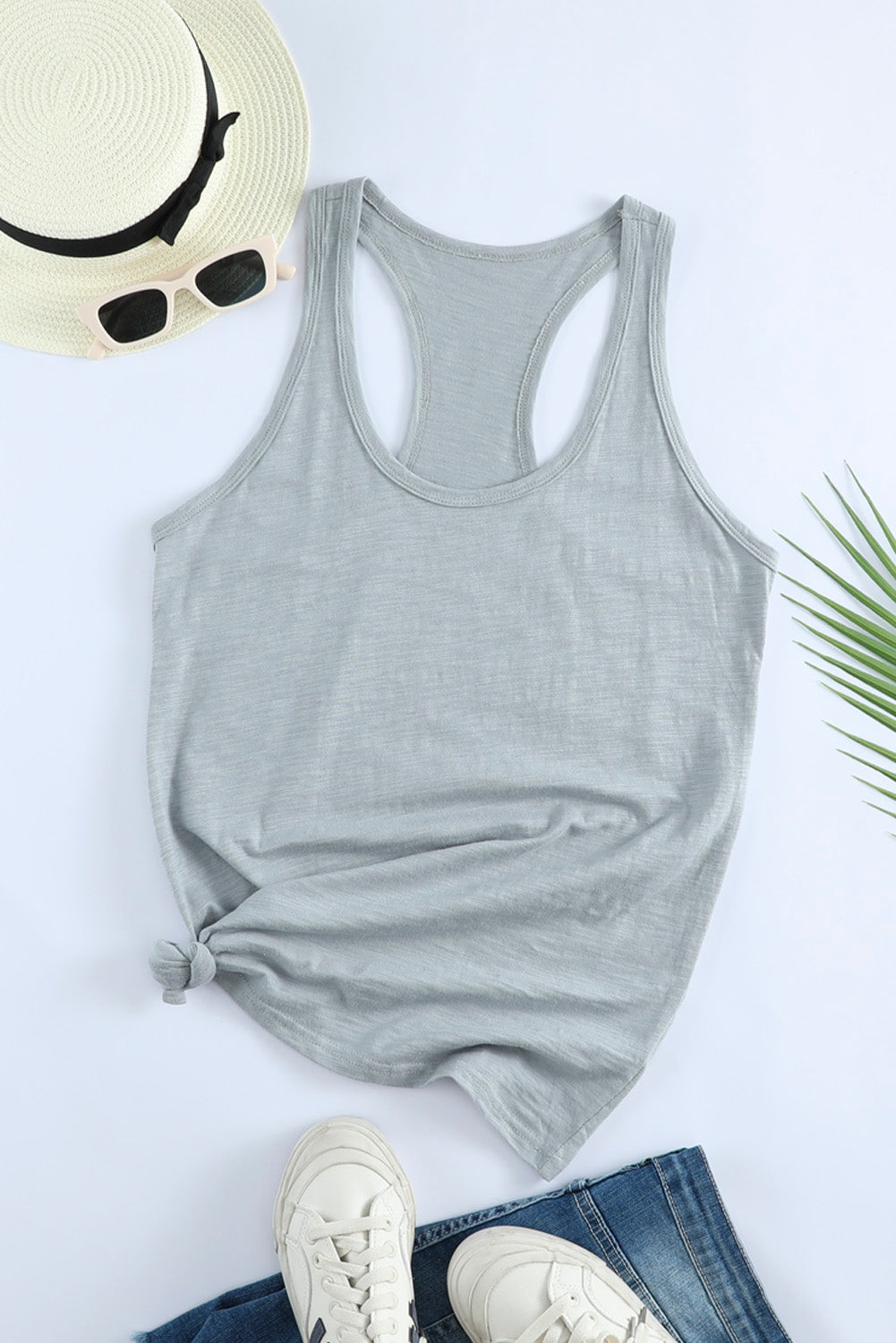 Scoop Neck Basic Solid Tank Top *