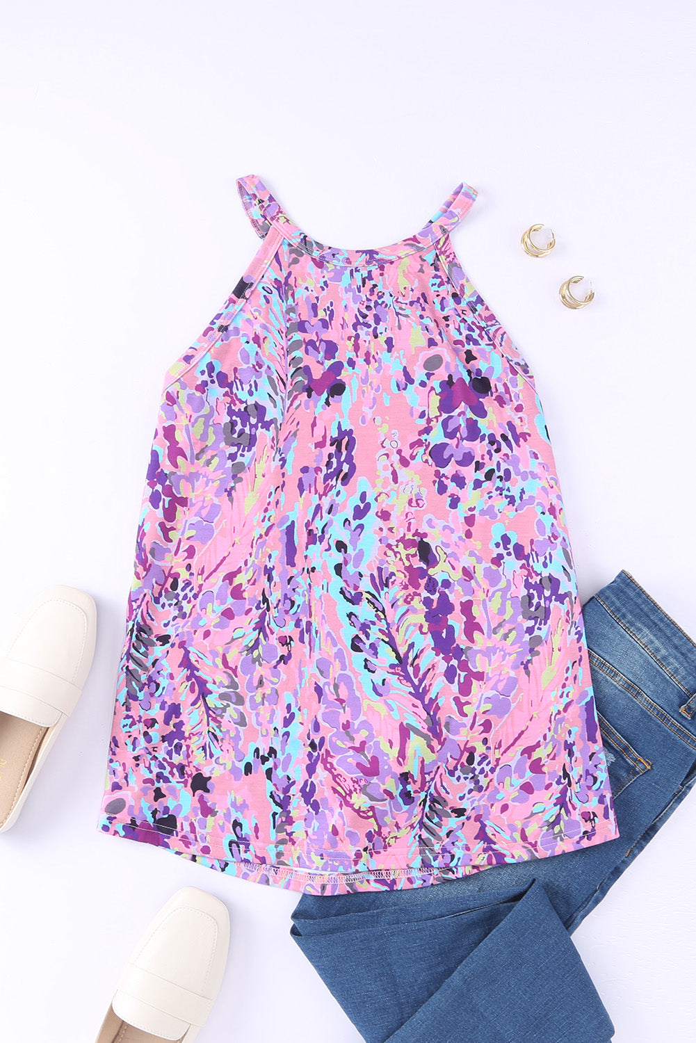 Multicolor Abstract Print Boho Camisole