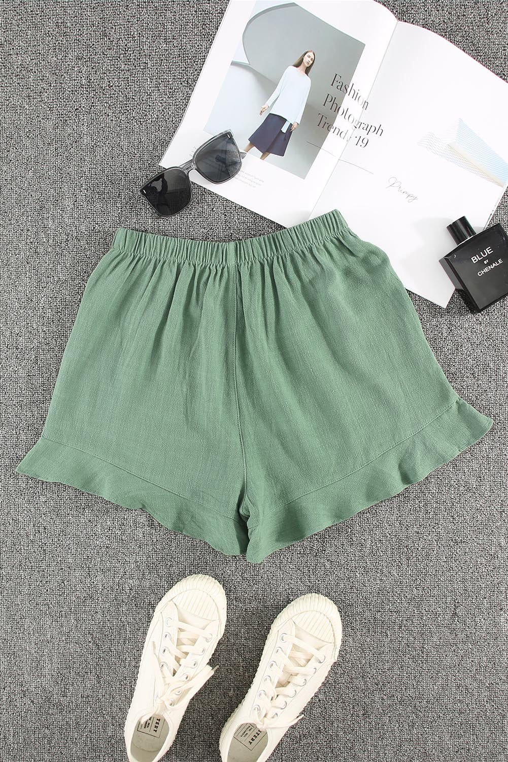 Casual High Waist Pocketed Ruffle Shorts *