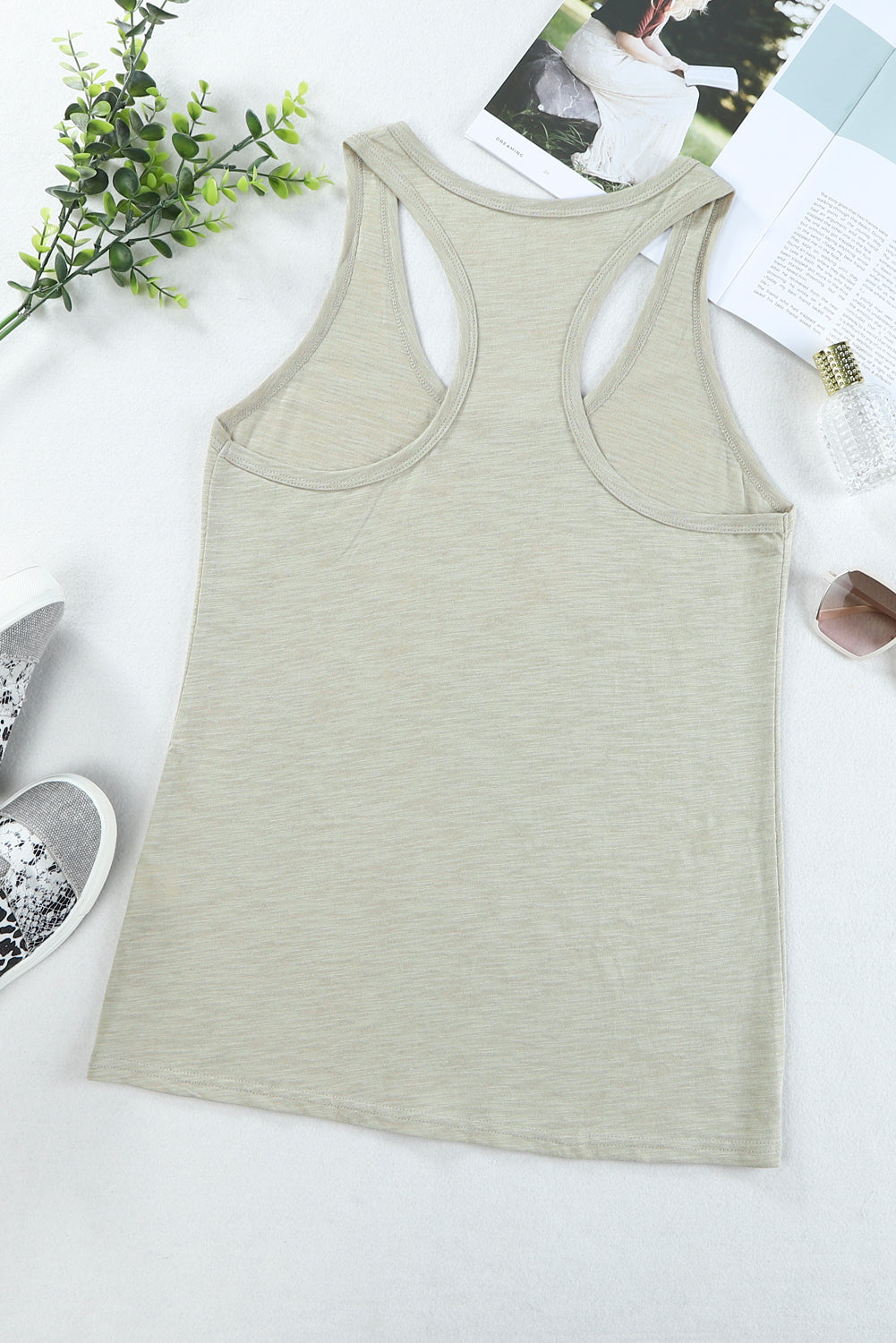 Scoop Neck Basic Solid Tank Top *