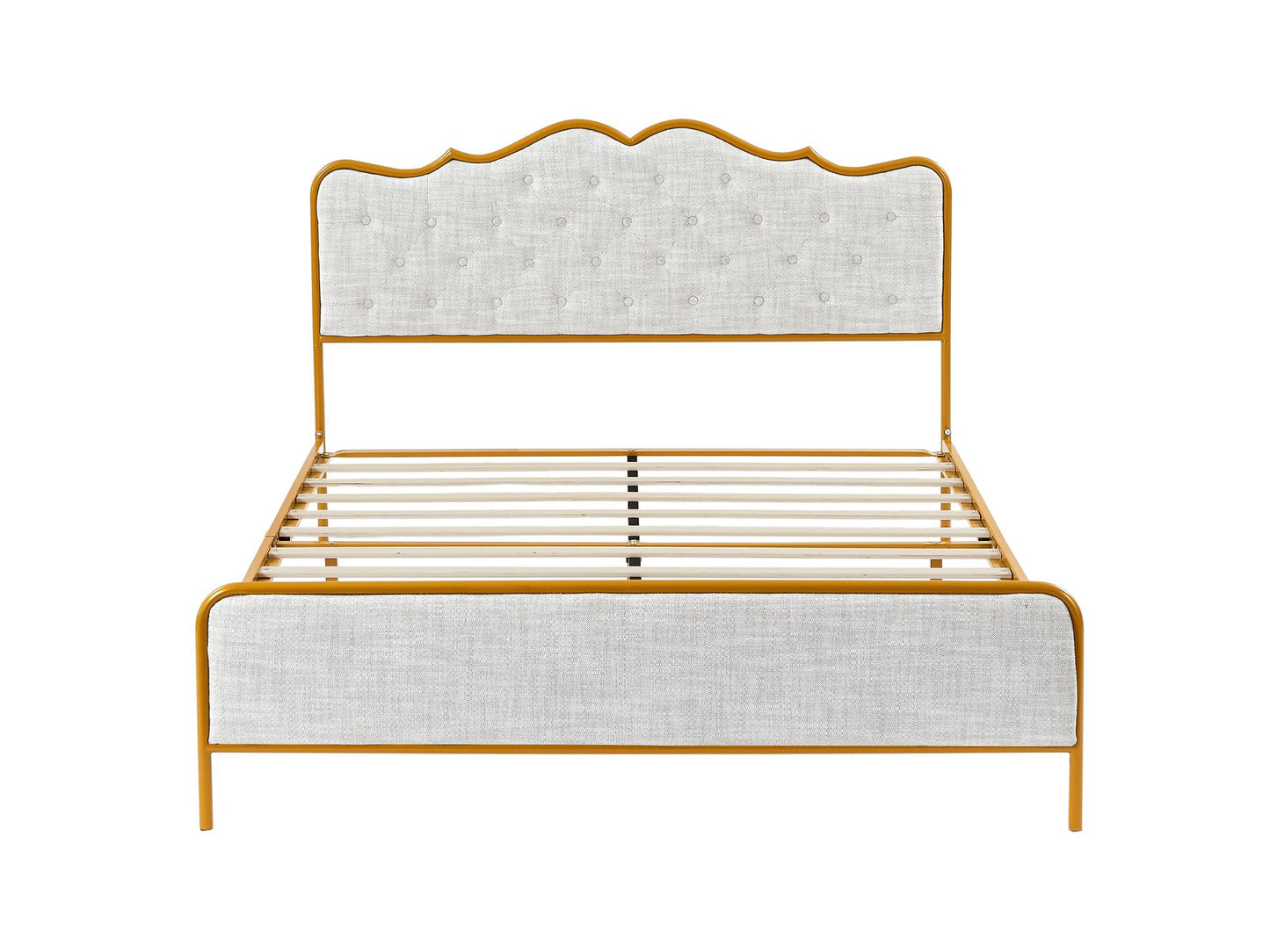 Buckle-shaped Backrest Metal Frame Bed