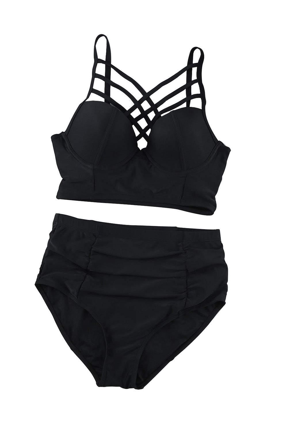 Strappy Neck Detail High Waist Swimsuit *