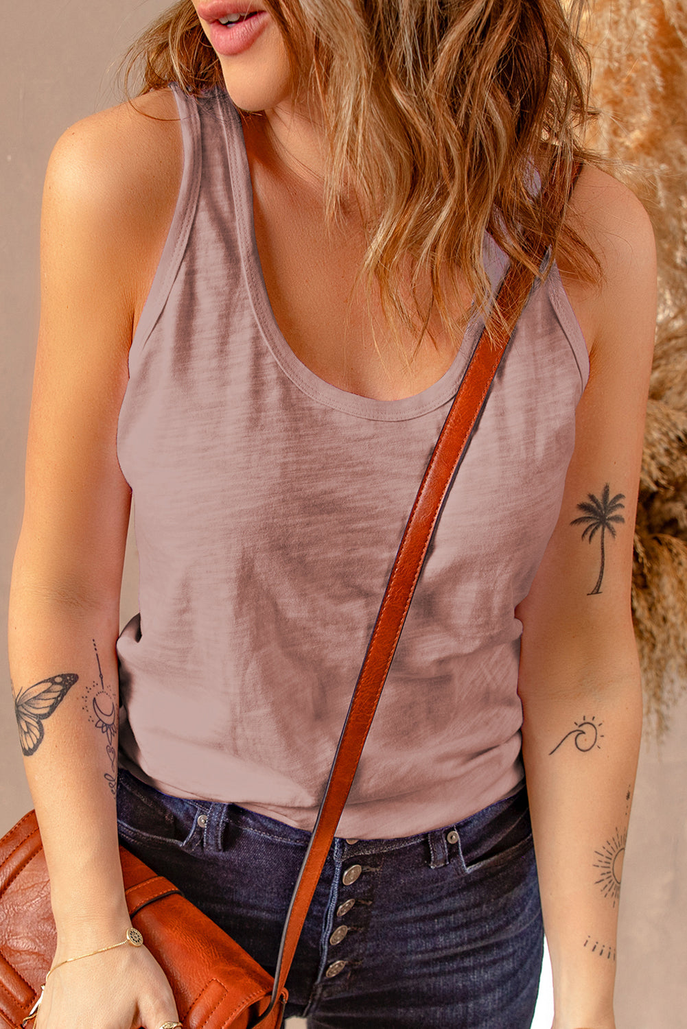 Scoop Neck Basic Solid Tank Top *