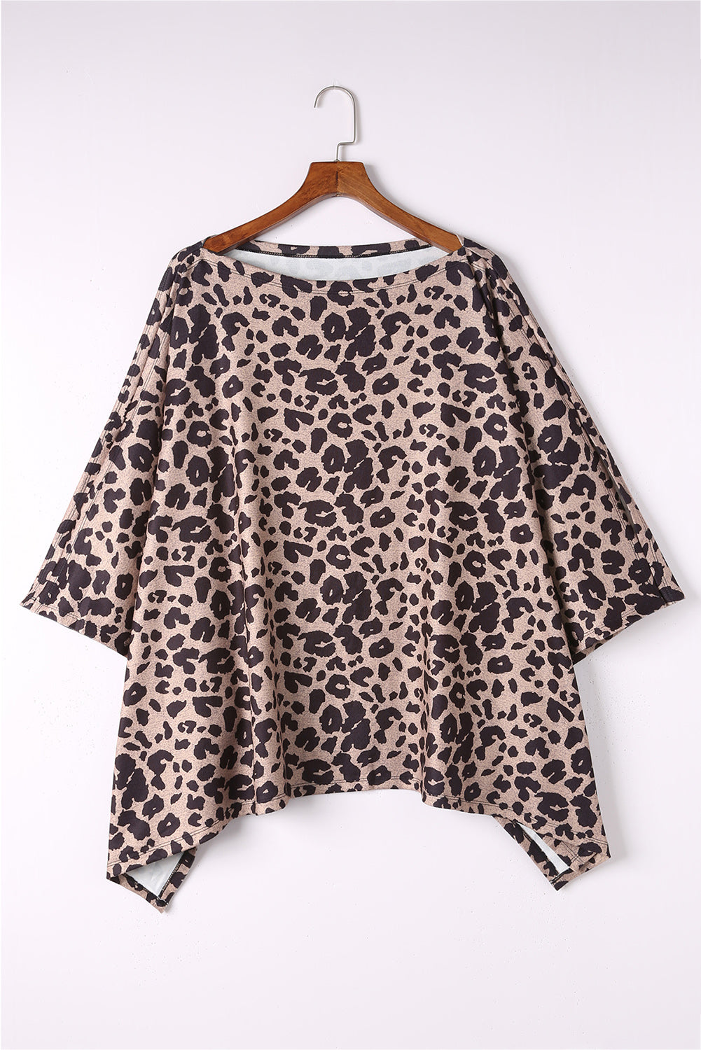 Cheetah Poncho Style Casual Oversized Tunic Top *