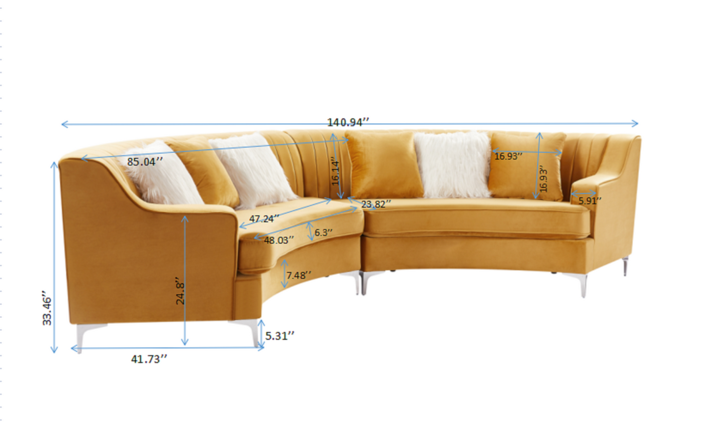 Velvet Curved Oversize Sofa for Living Room