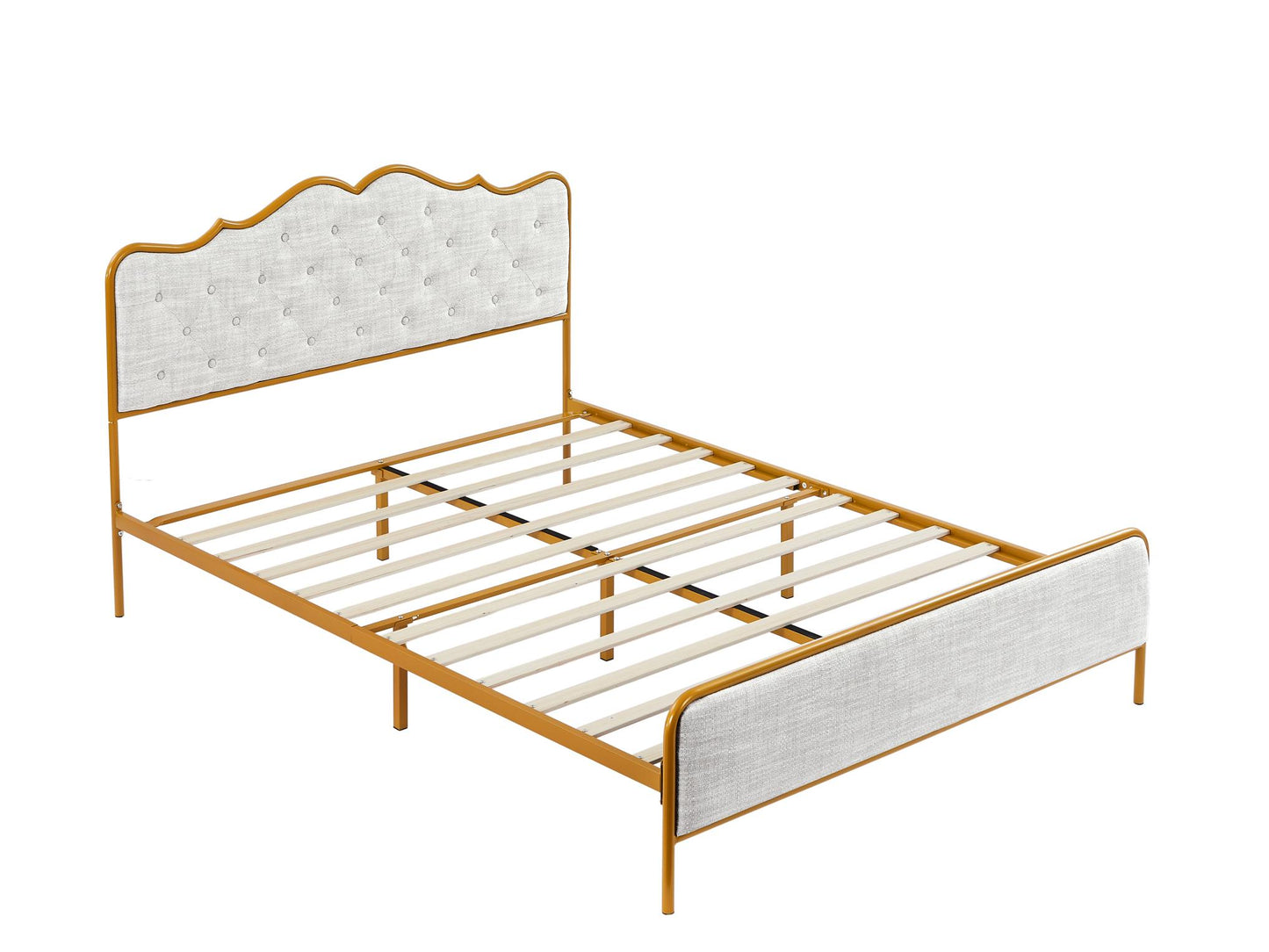 Buckle-shaped Backrest Metal Frame Bed