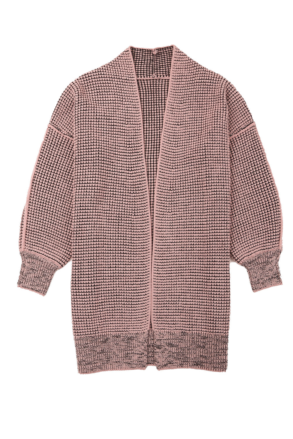 Pink Plaid Contrast Trim Casual Knit Long Cardigan*