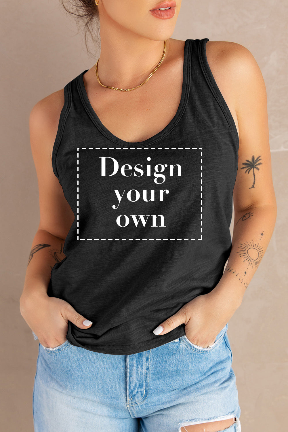 Basic Scoop Neck Solid Tank Top *