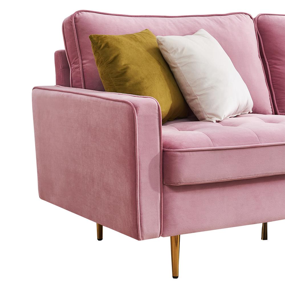 Modern Velvet fabric sofa 71" - Pink