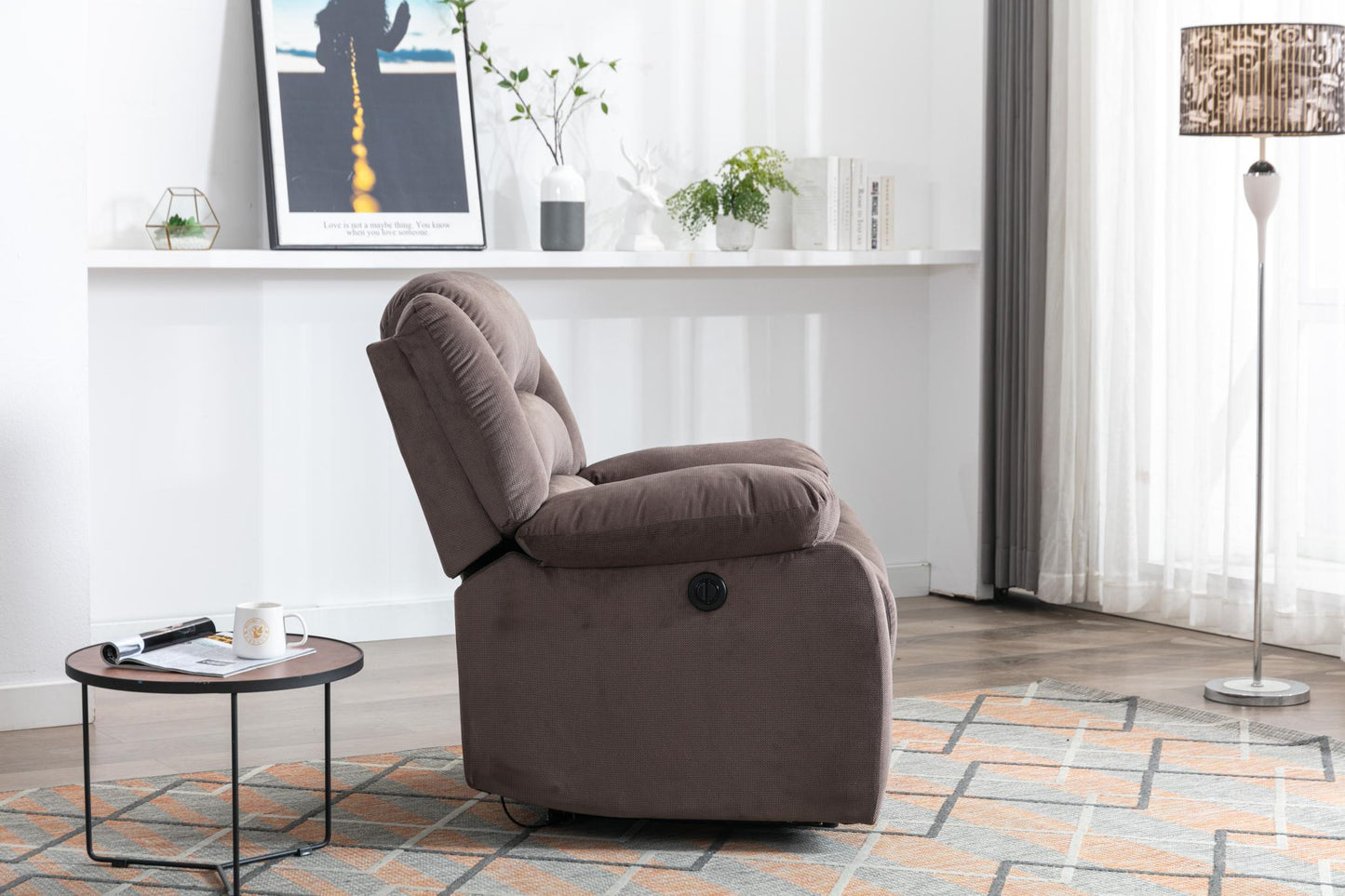 Classic Electric Recliner with Soft Cushion and Back, Armchair