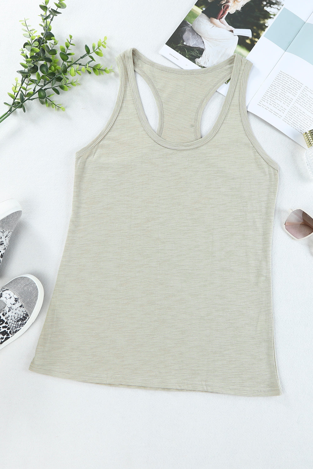 Scoop Neck Basic Solid Tank Top *