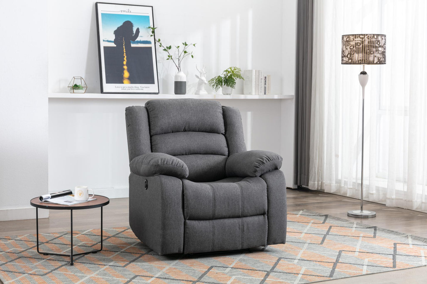 Classic Electric Recliner with Soft Cushion and Back, Armchair