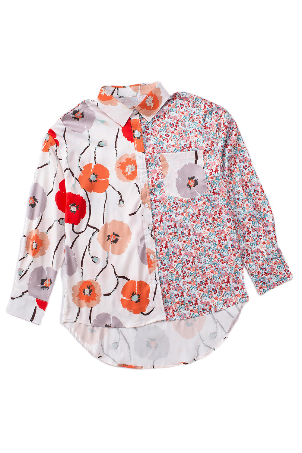 Bohemian Floral Pockets Patchwork Button Up Shirt *