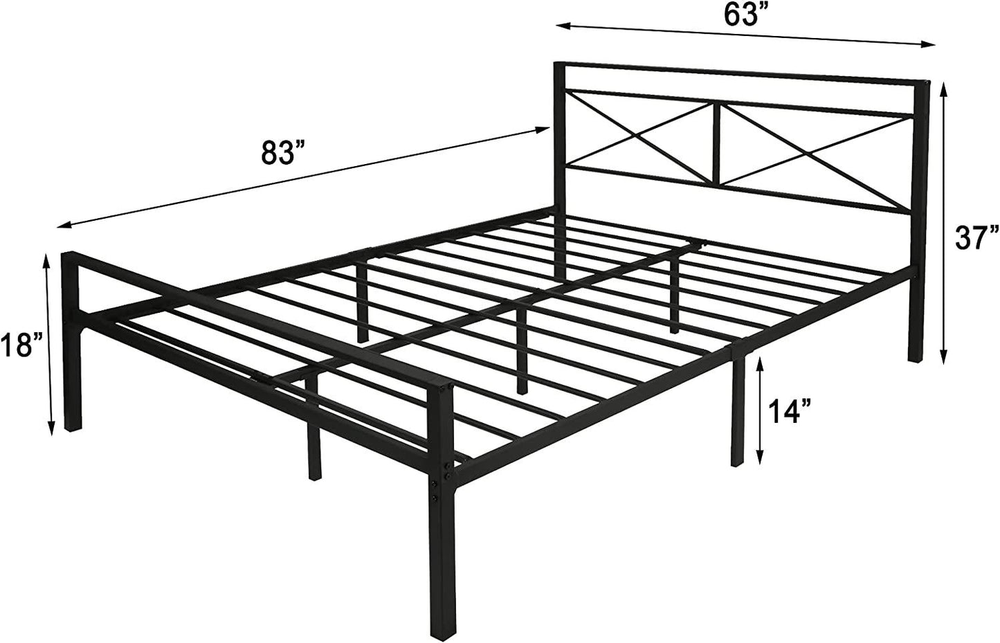 Queen Platform Bed Frame with Headboard