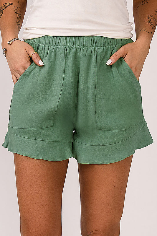 Casual High Waist Pocketed Ruffle Shorts *