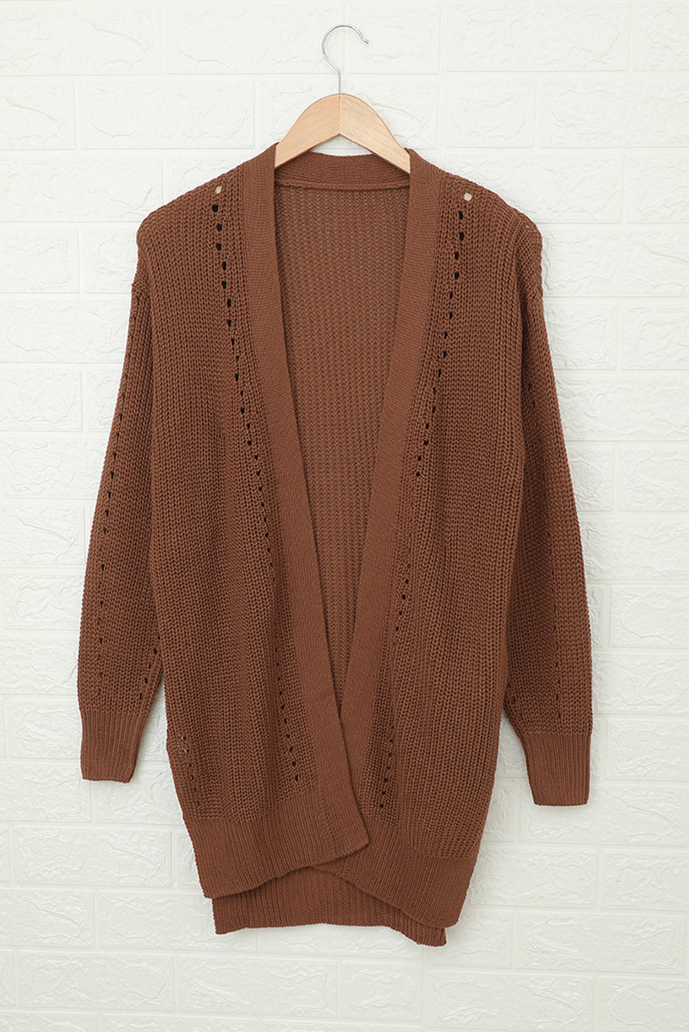 Khaki Fall Long Sleeve Long Cardigan Sweater *