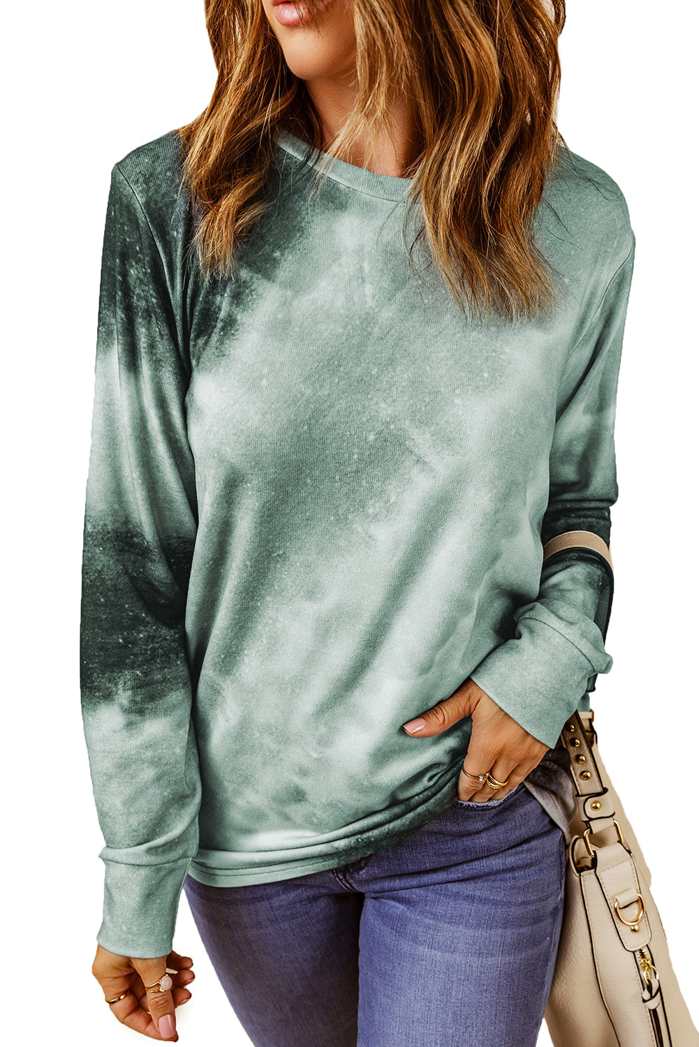 Ombre Grey Tie Dye Casual Long Sleeve Sweatshirt *