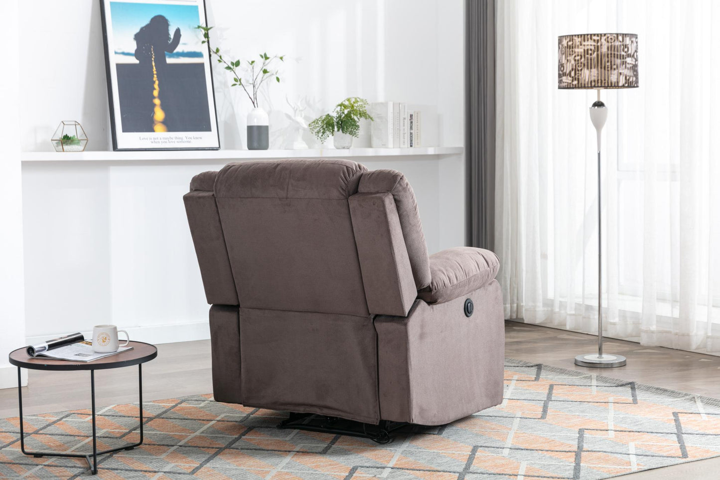 Classic Electric Recliner with Soft Cushion and Back, Armchair