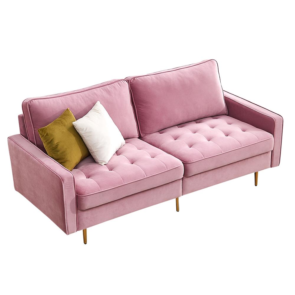 Modern Velvet fabric sofa 71" - Pink