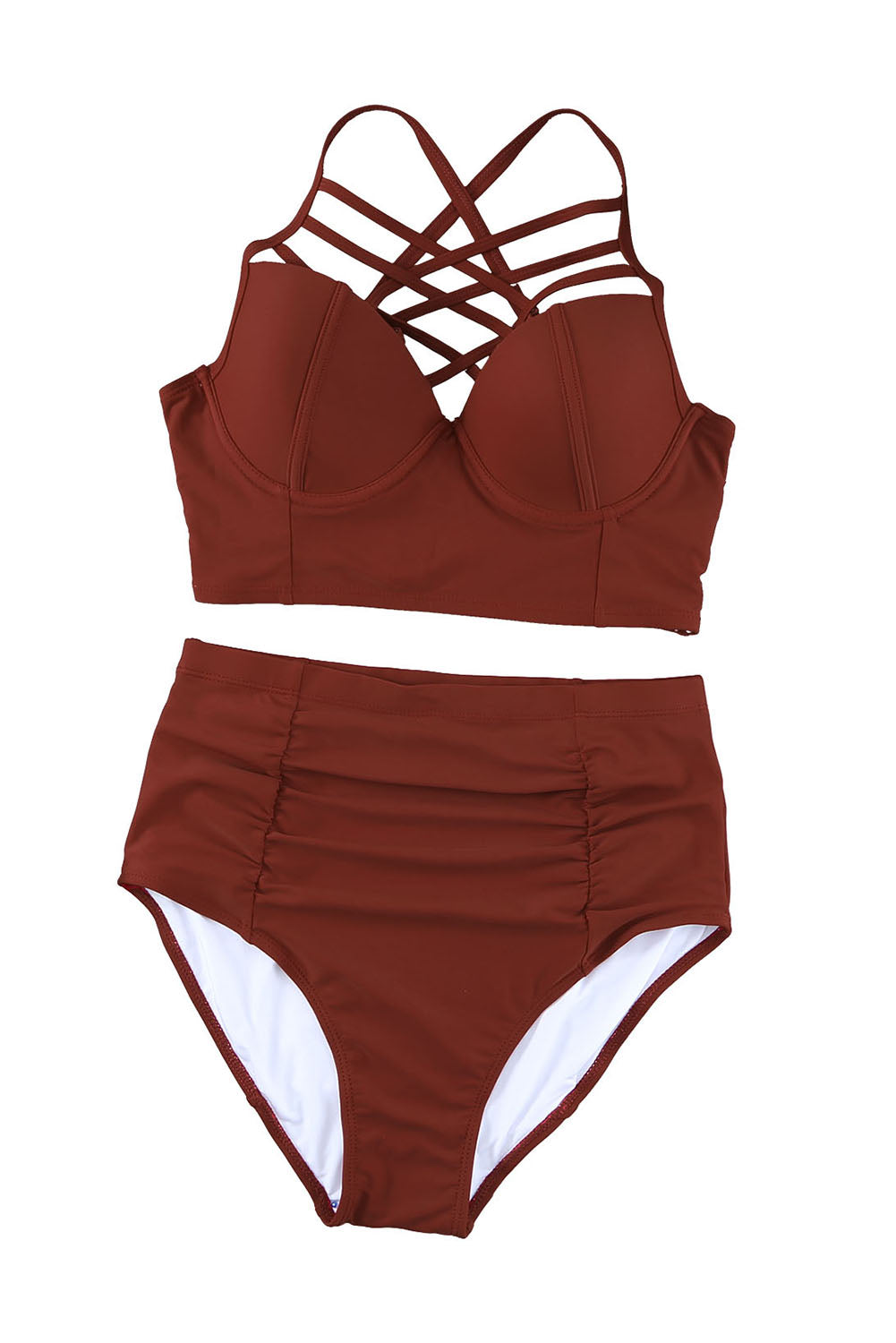 Strappy Neck Detail High Waist Swimsuit *