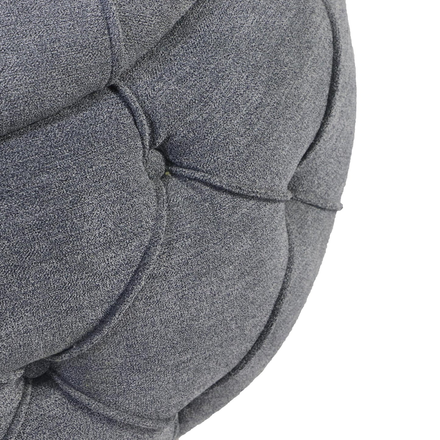 Large Button Tufted Woven Round Storage Footstool