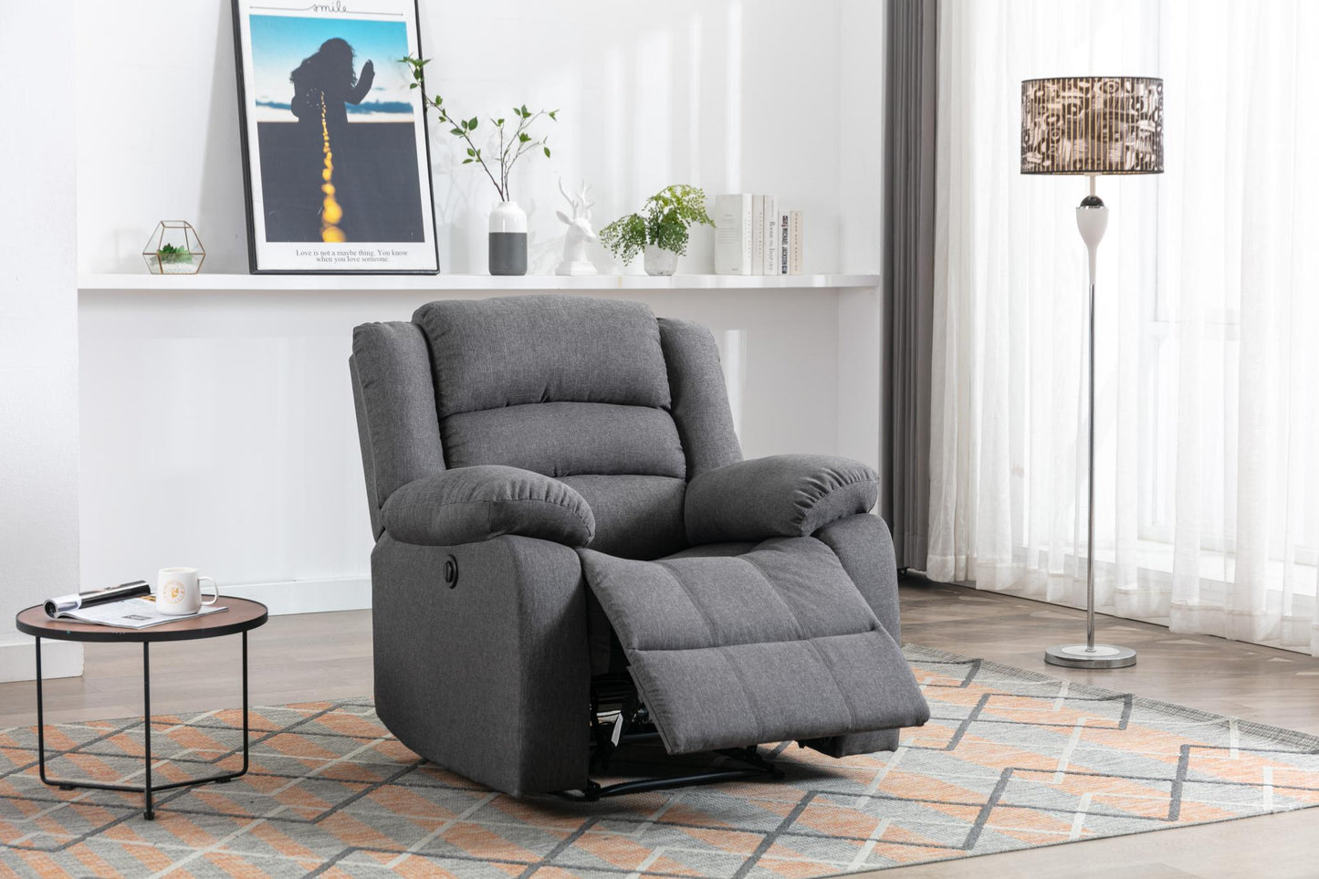 Classic Electric Recliner with Soft Cushion and Back, Armchair