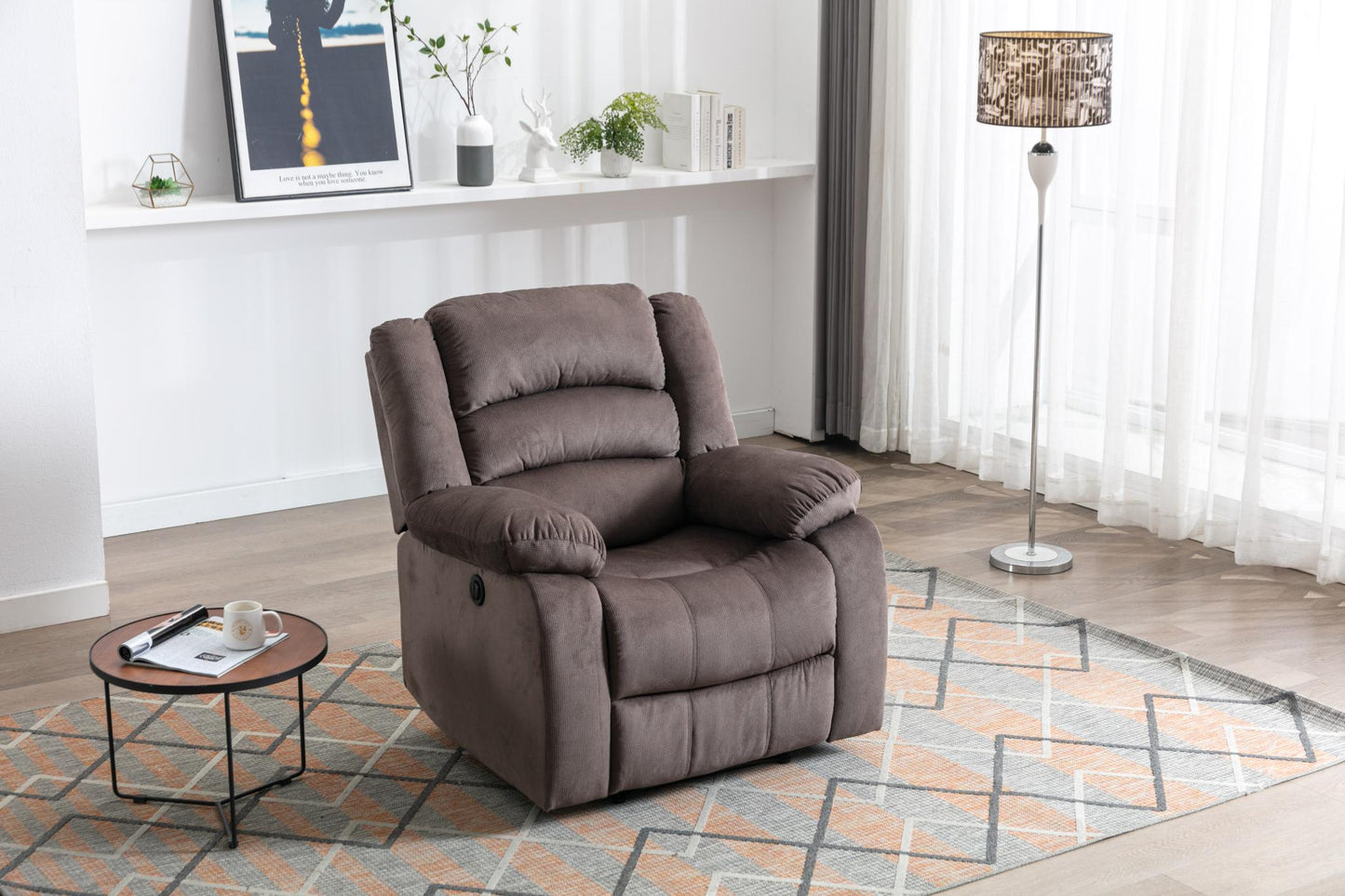 Classic Electric Recliner with Soft Cushion and Back, Armchair