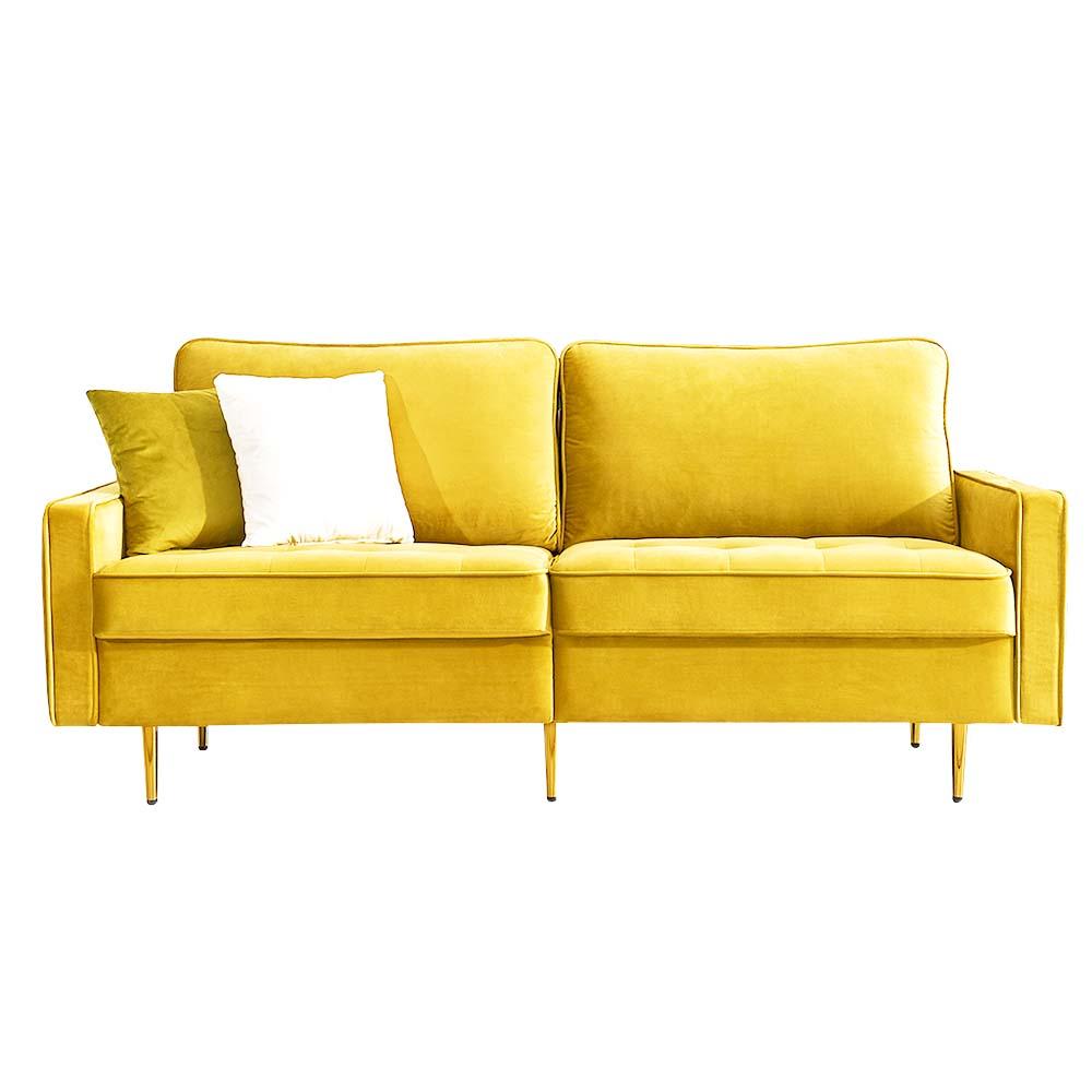 Modern Velvet fabric sofa 71" - Yellow