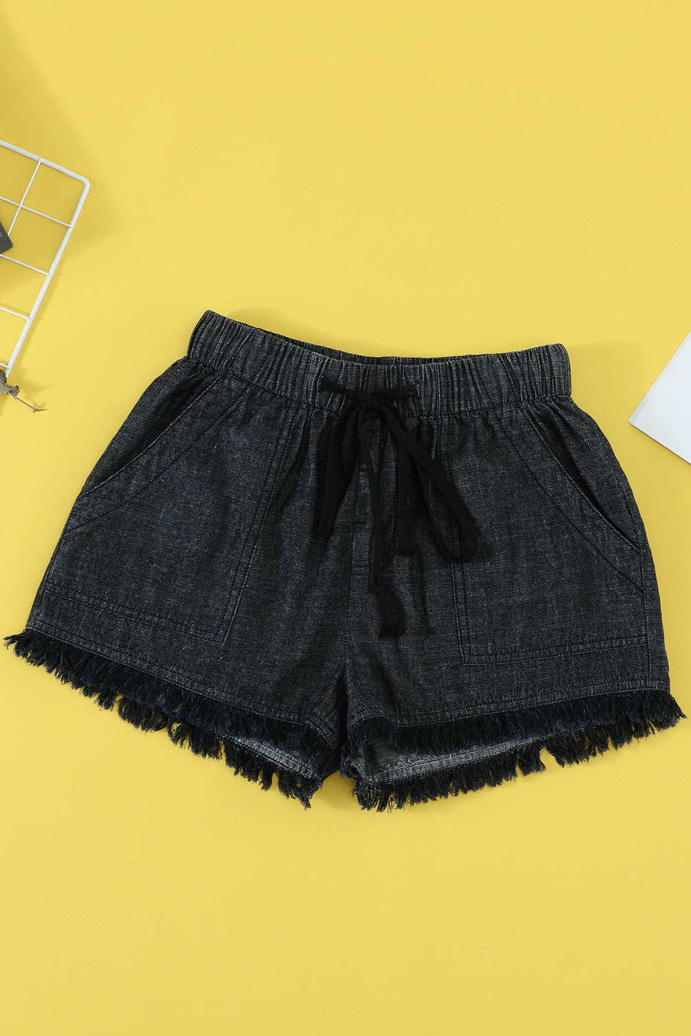 Casual Frayed Pocketed Denim Shorts *