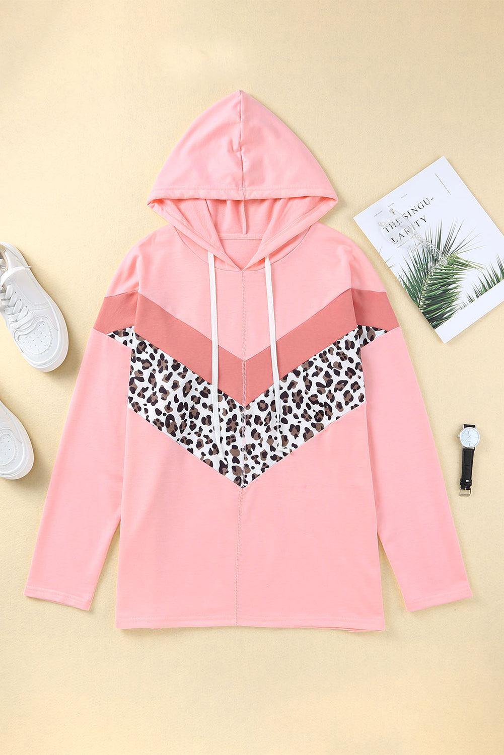 Leopard Chevron Casual Plus Size Hoodie *