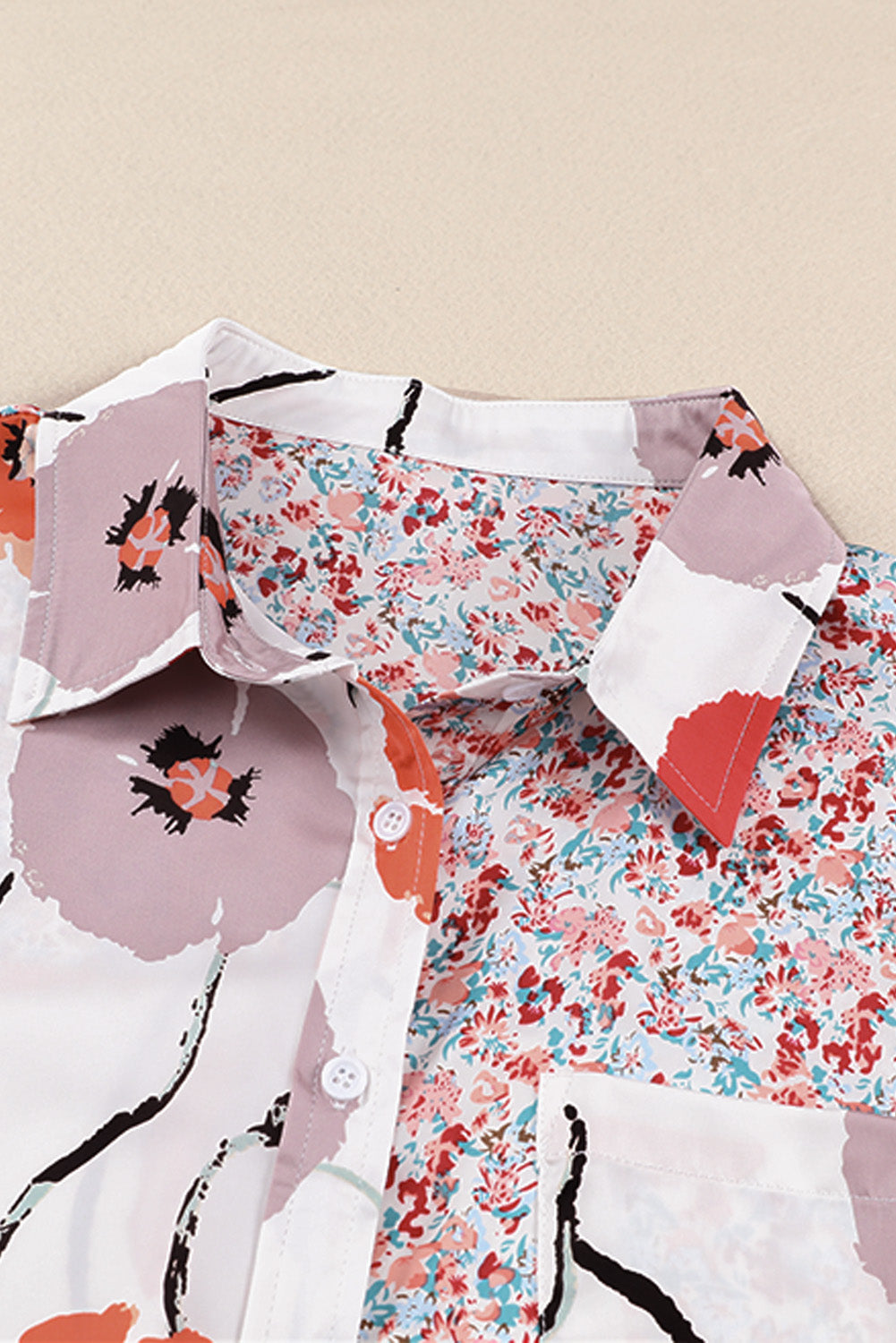 Bohemian Floral Pockets Patchwork Button Up Shirt *