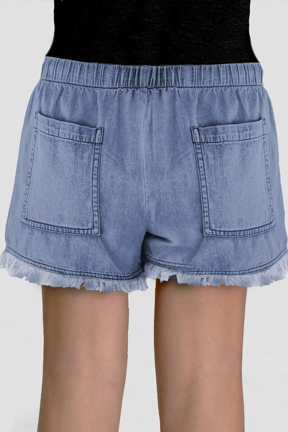 Casual Frayed Pocketed Denim Shorts *