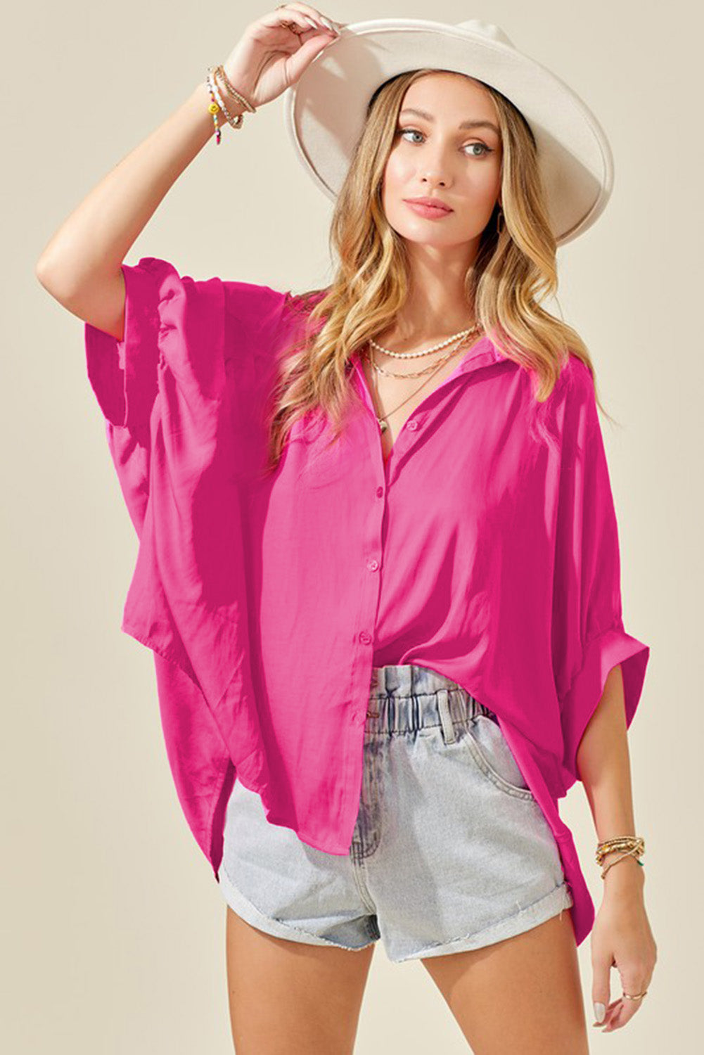 Casual Dolman Oversize Button Shirt *