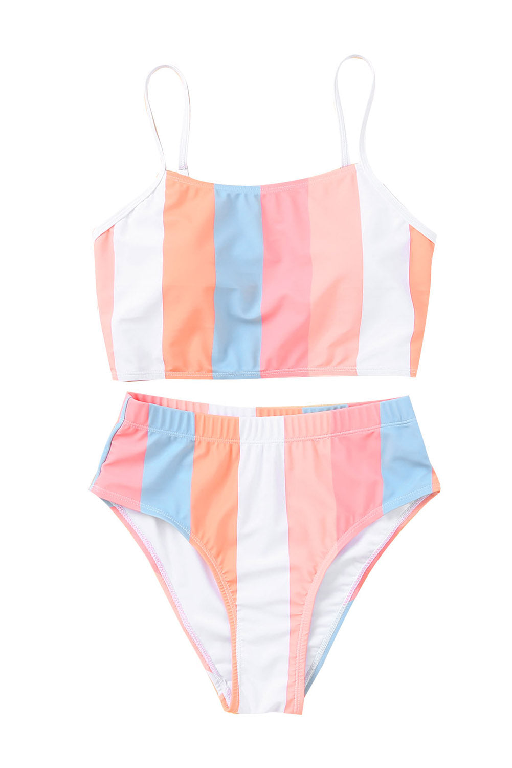 Striped Colorblock High Waist Two Piece Swimsuit *