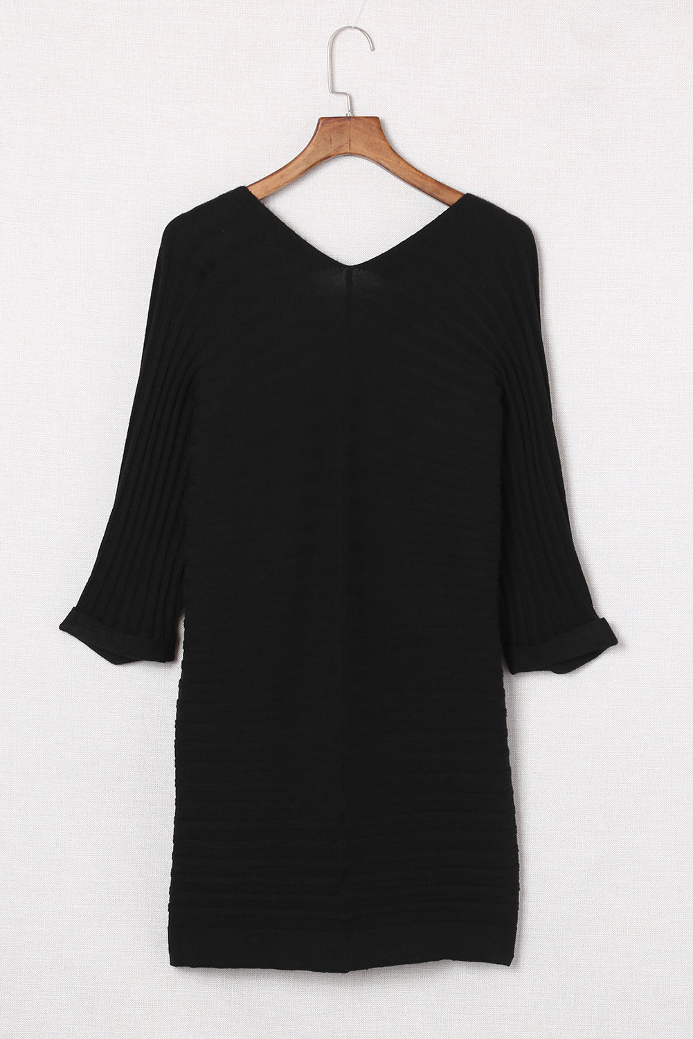 Ribbed Knit 3/4 Sleeve Open Front Swimsuit Cover Up *